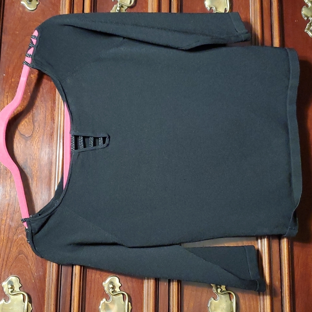 Womens Top Stretcy Cold Shoulder Medium Black